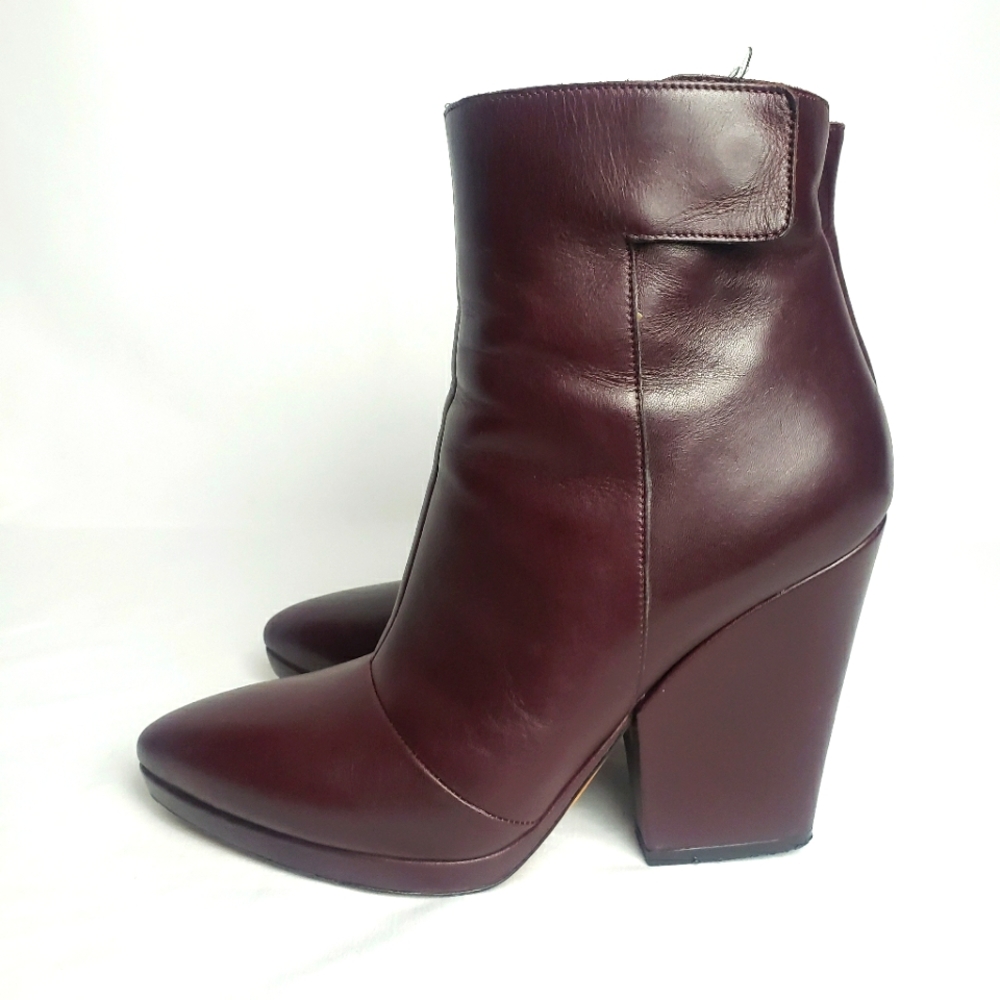 Vince Luisa Oxblood Burgundy Leather Ankle Boots